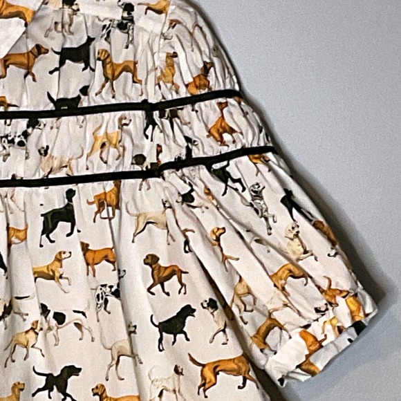 ANTHROPOLOGIE MAEVE womens LEANDRA SHIRRED YOKE DOG PRINT BLOUSE MEDIUM COTTON. - Picture 6 of 11